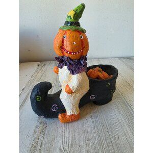 Vintage debra schoch? Pumpkin clown witch hat scarecrow shabby chic vintage figu